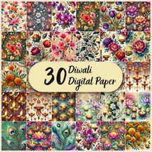 Diwali Watercolor Digital Paper: 30 Seamless PNGs + Bonus Photos (Digita... - $2.95 CAD