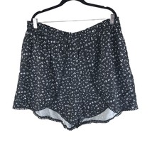 Bloomchic Womens Shorts Pull On Pom Trim Floral Black 22-24 - $19.24