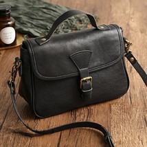 Retro Genuine Leather Women Messenger Bag Simple Solid Color Natural Sof... - £112.59 GBP