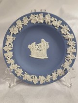 Wedgwood Jasperware 4.5” Blue Plate With Ivory Raised Scene With Plate Stand - $9.89