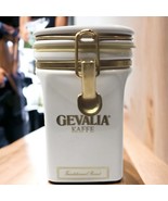 Gevalia Kaffe 8&quot; Coffee Storage White Airtight Ceramic Gold Traditional ... - $19.87