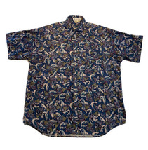 Vintage Columbia All Over Print Fish Geometric Button Down Shirt Colorful XL - £7.79 GBP