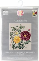 FLORAGENIUS Yellow Centifolia Rose &amp; Purple Rose Counted 8 X 10 Inches 1... - $19.99