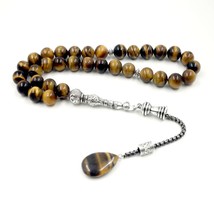 Tasbih Natural Tiger eye stone rosary islamic prayer bead 33 45 66 99 be... - £54.00 GBP