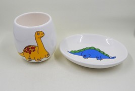 Dinosaurs Tumbler Soap Dish 2 PC Set Saturday Knight Ltd Taiwan - £15.95 GBP