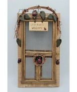 Ladybugs Welcome Rustic 14&quot; x 7.5&quot; Wooden Screen Door Hanging Wall Decor  - £23.74 GBP