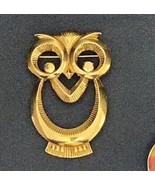 Avon Hooty Owl Brooch Wise Eyes Gold Tone Openwork 1990 Book Piece Vintage - $17.15 CAD