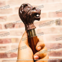 Walking Stick Lion Head Handle Wooden Victorian Foldable Cane Collectible Men&#39;s. - £15.85 GBP+