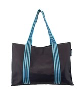 Domino Tote Bag Brown Polyester Teal Striped Straps Shoulder Purse  - $151.48 MXN