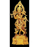 Handcrafted Brass Krishna Religious Idol Figurine Hindu God Sculpture St... - $4,499.28 MXN