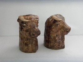 Kings Island Water Buffalo Ceramic Salt &amp; Pepper Shakers Vintage - Unused Rare - $49.45