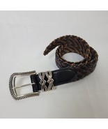 VTG BRIGHTON Belt Womens M 30 Genuine Leather Woven Braided Whiskey Tan ... - $33.83 CAD