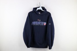 Vintage Reebok Womens Small Faded Spell Out New England Patriots Hoodie Blue - £39.65 GBP
