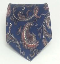 Bill Bass Men Dress Silk Tie Blue Paisley 3.5&quot; wide 59&quot; Long USA - £12.93 GBP