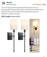 24.5 Inch Battery Operated Wall Sconces Set of 2 with Remote, Rechargeab... - $1,126.72 MXN