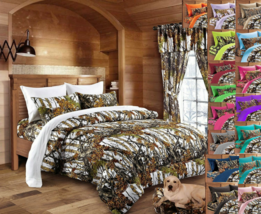 22 Pc White Camo King Set!! Snow Comforter Sheets Three Curtains Camouflage - £110.30 GBP