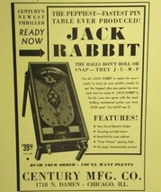 Jack Rabbit Century Mfg Co. Pinball Marketplace Magazine Game AD 1981 - $27.31