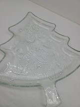 Indiana Glass Vintage Holiday Christmas Tree Treat Cookie Platter Clear ... - $9.50