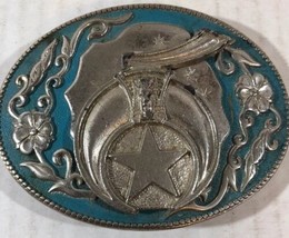Vintage Daughters Of The Nile - Belt Buckle Star Flowers Blue And Silver - £59.09 GBP