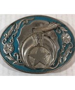 VINTAGE DAUGHTERS OF THE NILE - BELT BUCKLE STAR FLOWERS BLUE AND SILVER - £58.47 GBP