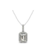14k white gold 1 carat Emerald cut diamond necklace/ 1 ct diamond pendant - £12,509.03 GBP