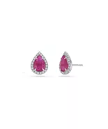 Diamond Pave Teardrop Ruby Stud - $31,360.15 MXN