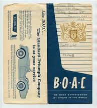 BOAC Ticket Jacket and British Overseas Airways Corporation Letter 1961 - $37.62