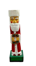 Wooden Santa Clause Candle Holder Folk Art Figurine &quot; Tall - $14.01
