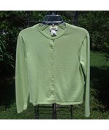 TALBOTS Green Sweater Cardigan Cotton Knit Long Sleeve Button Front Small - $23.74