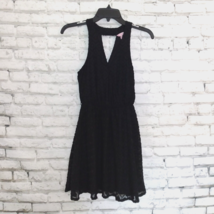 Candies Dress Womens XS Black Sleeveless Textured Lined Deep V Neck Cut Out Back - £17.28 GBP