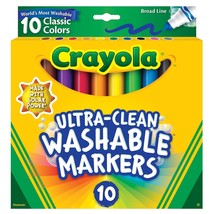 Crayola Ultra-Clean Color Max Broad Line Washable Markers-Classic Colors 10/Pkg  - $928.02 MXN