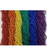 72 Rainbow Colors Mardi Gras Beads Necklaces Party Favors 6 Dozen Lot - £17.40 GBP