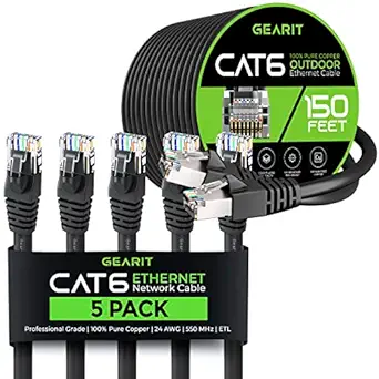 GearIT 5Pack 35ft Cat6 Ethernet Cable &amp; 150ft Cat6 Cable - $208.99