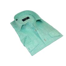 Men's Ciazzo Turkey 100% Linen Breathable Shirt Short Sleeves #Linen 63 Green image 2