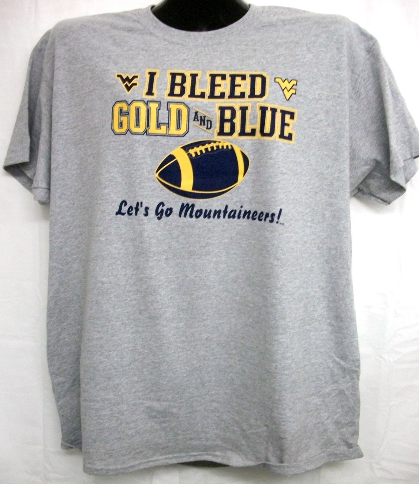 I Bleed Gold and Blue West Virginia Mountaineer's Shirt Large - $16.83