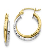10K Two Tone Textured Twist Hoop Earrings - $3,589.87 MXN