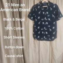 21 Men an American Brand Black And Beige Cotton Shirt Size L - $10.00