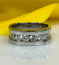 Round Cut 3.00Ct Simulated Diamond White Gold Plated Unisex Wedding Ring... - £122.19 GBP