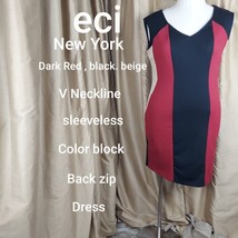 eci New York Color Block Back Zip Dress Size 14 - £9.43 GBP