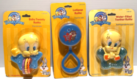 Baby Looney Tunes Water Filled Teether Rattle- Lollipop Rattle - Rattle LOT OF 3 - £20.91 GBP