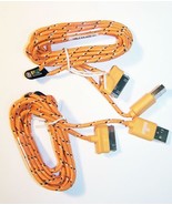 2 ORANGE CLOTH RD IPHONE 5 6 6S CHARGER PHONE CORD - £3.70 GBP