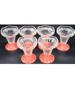 Vtg France Ice Cream Sundae Ruffled Dish Dessert Glass Coral Red Bottom ... - $105.33 CAD