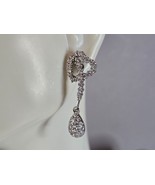 Womens Vintage Estate Sterling Silver CZ Dangle Heart Earrings 5.0g E7654 - €42,79 EUR