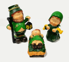 Irish Leprechaun Nativity Family Figurine Set St. Patrick&#39;s Day 3 Piece Set NEW - £14.40 GBP