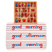 Montessori Wood Small Movable Alphabet With Box And Large Mat Preschool ... - £77.88 GBP