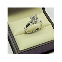 Engagement Ring 2.00Ct Princess Cut Simulated Diamond 14k White Gold in Size 5.5 - £198.84 GBP