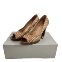 Objects IN Mirror Vero Cuoio Peep Toe Woven 2&quot; Heel Shoes Womens 37.5 Brown - £96.66 GBP