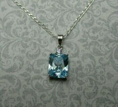3 Ct Radiant Simulated Aquamarine Drop Pendant Jewelry Gift 925 Sterling Si1ver - £38.76 GBP
