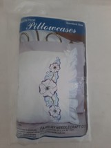 Fairway Needlecraft Vintage Ruffled Pillowcases Embroidery~ Pansy Floral... - $11.83