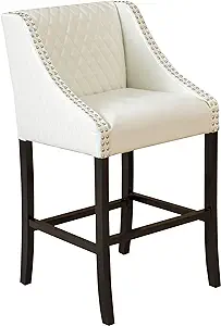 Christopher Knight Home Milano Quilted Bonded Leather Bar Stool, White Q... - $348.99